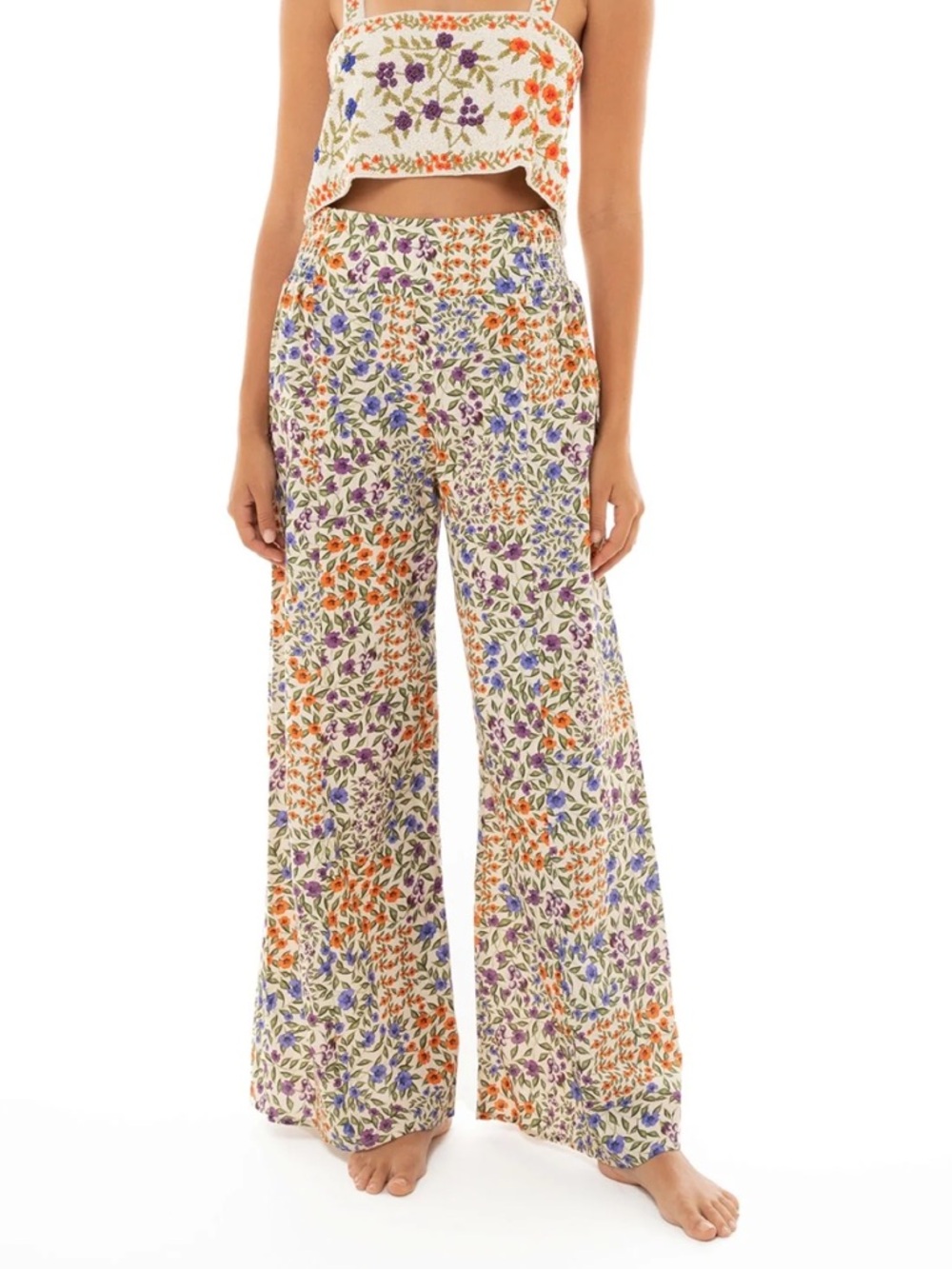 Agua Bendita Mar Seed print wide leg pants